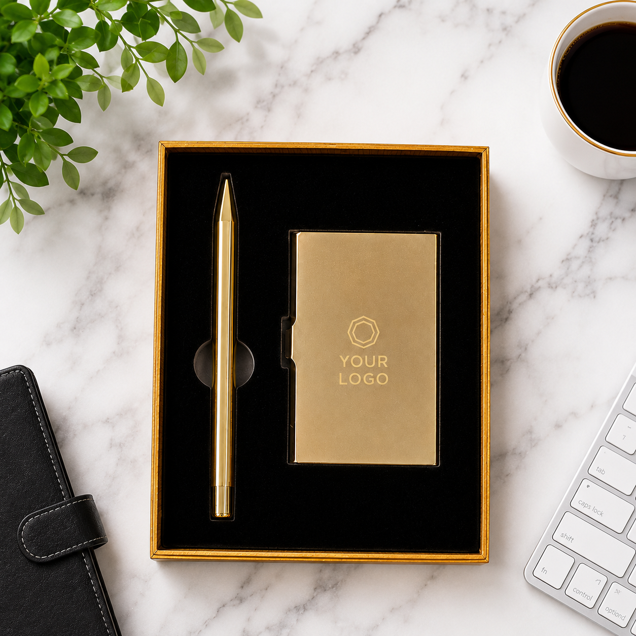 Premium Metal Pen & Card Holder Gift Set