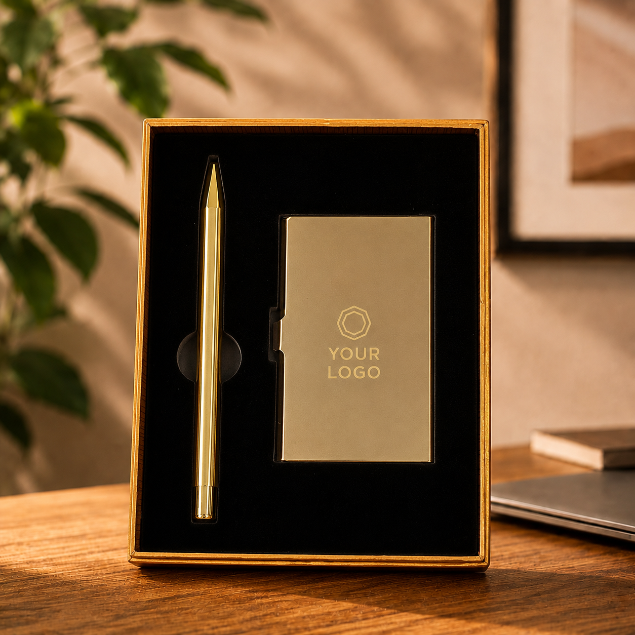 Premium Metal Pen & Card Holder Gift Set