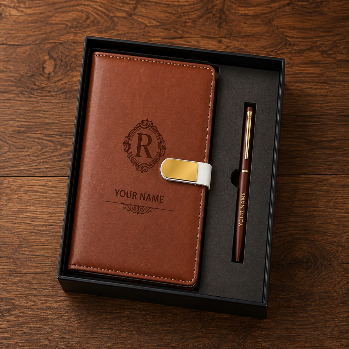 Premium Customized 2-in-1 Diary & Metal Pen Gift Set