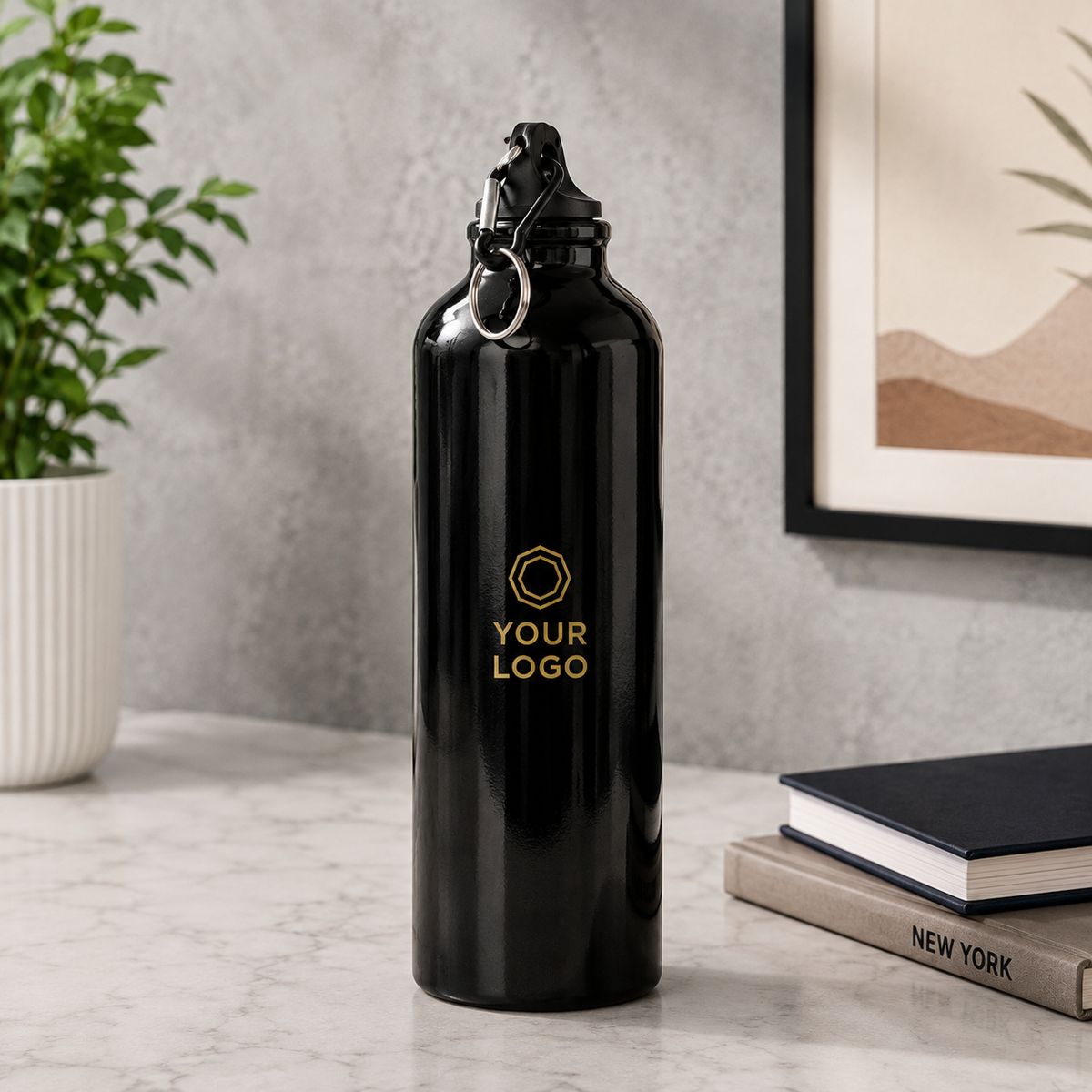 Stylish Black Stainless Steel Sipper Bottle