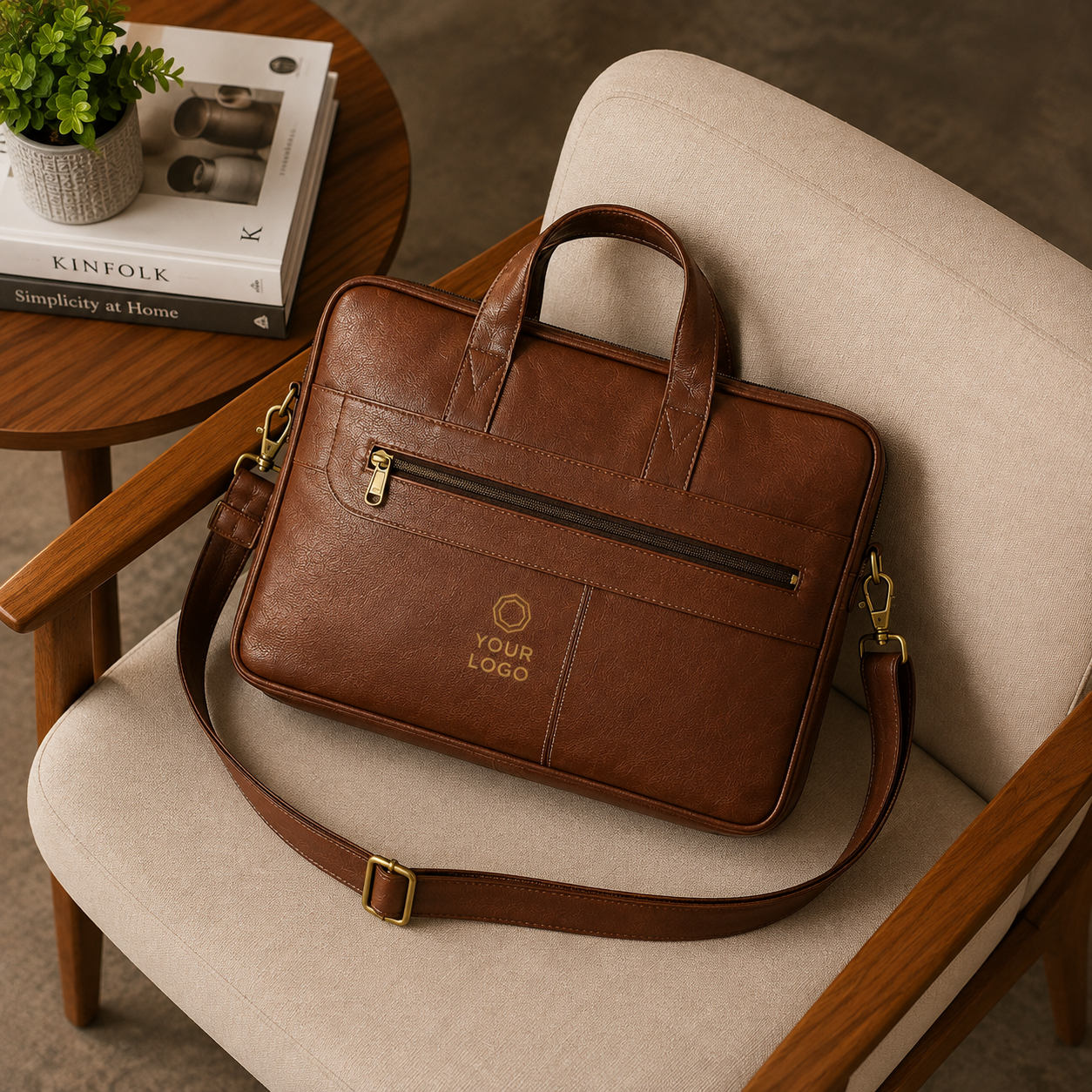Premium Leatherette Laptop Messenger Bag