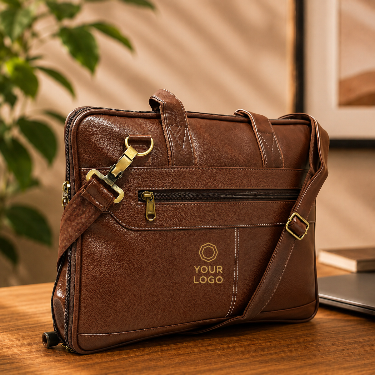 Premium Leatherette Laptop Messenger Bag