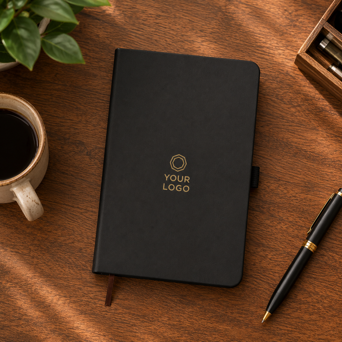 Premium Executive Black Notebook with Pen Loop