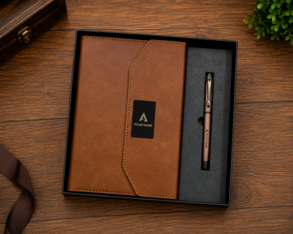 Premium Customized 2-in-1 Leather Diary & Pen Gift Set