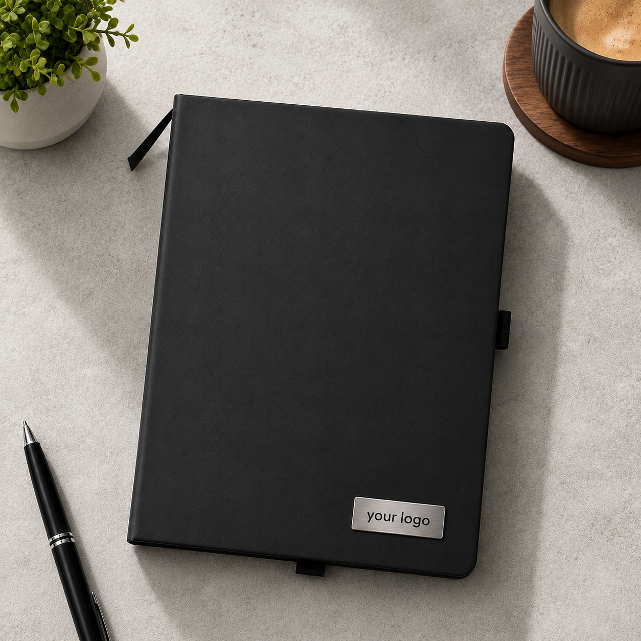Premium Executive Business Notebook with Metal Logo Plate