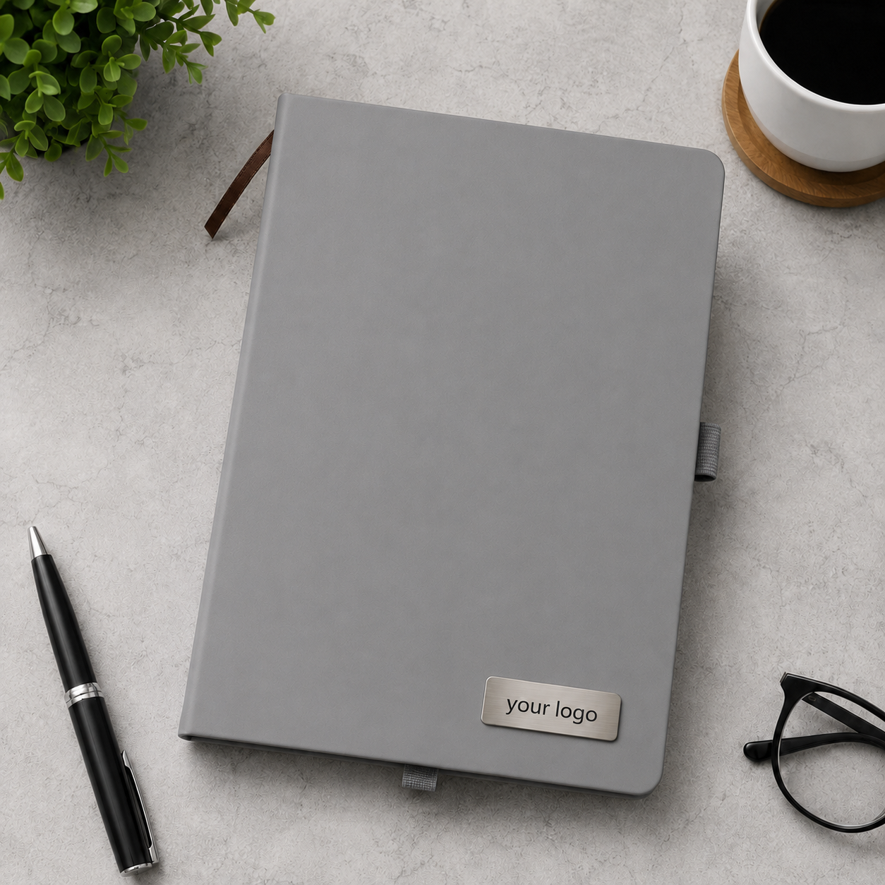 Premium Executive Business Notebook with Metal Logo Plate