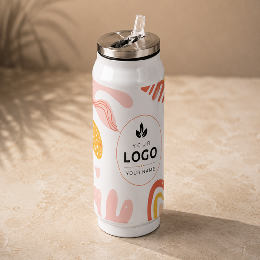 Customized Silver Sublimation Can with Straw Lid