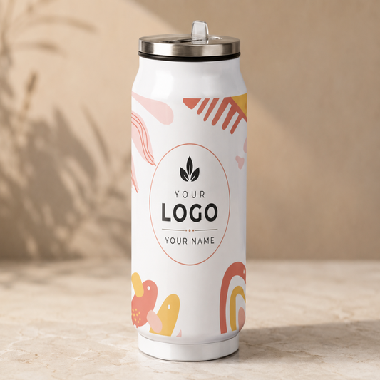 Customized Silver Sublimation Can with Straw Lid