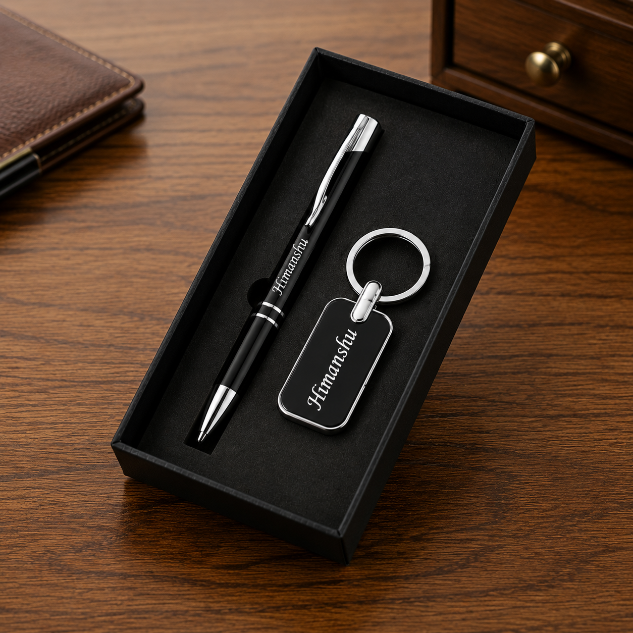 Glossy Pen & Keychain Combo Set