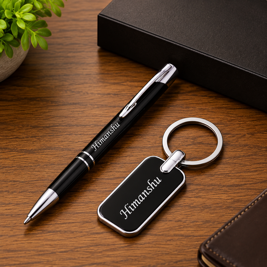 Glossy Pen & Keychain Combo Set
