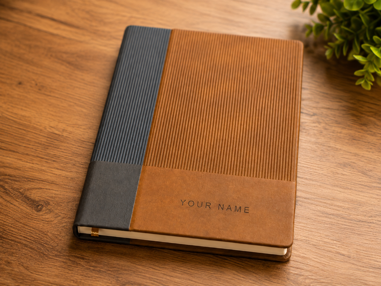 Customized A5 Premium Textured Notebook Diary – Brown