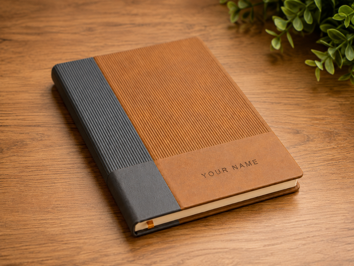Customized A5 Premium Textured Notebook Diary – Brown