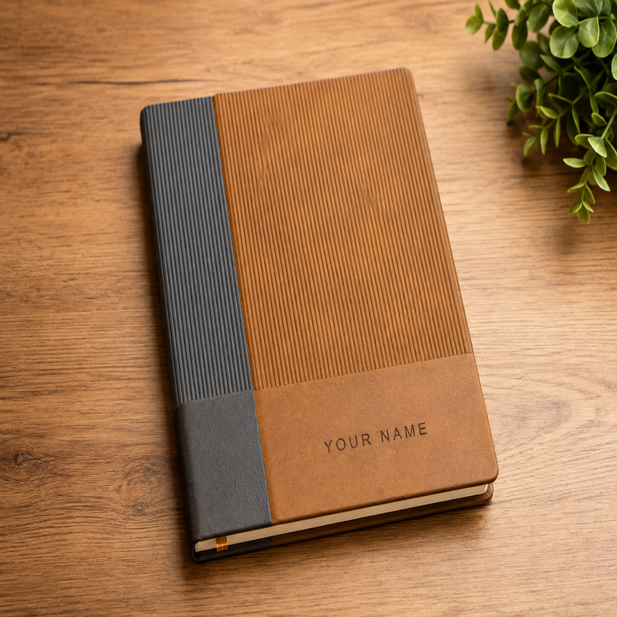 Customized A5 Premium Textured Notebook Diary – Brown