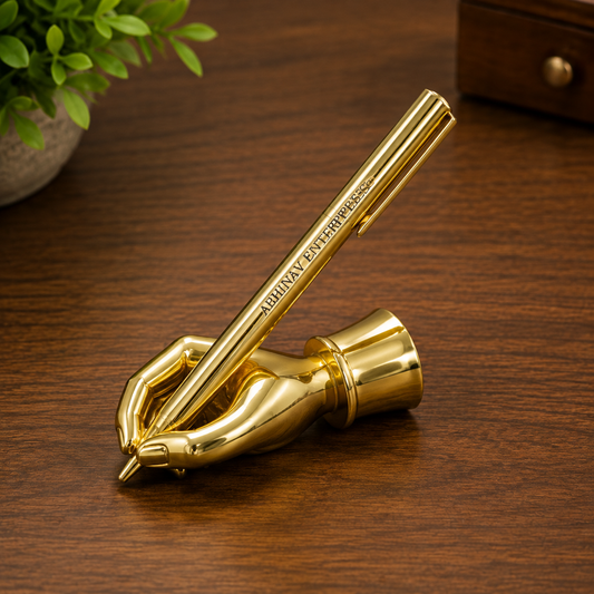 Premium Metallic Hand Pen Stand