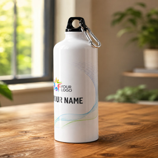 Customized 750ml Sublimation Sipper Bottle with Carabiner – White