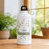 Customized 750ml Sublimation Sipper Bottle with Carabiner – White